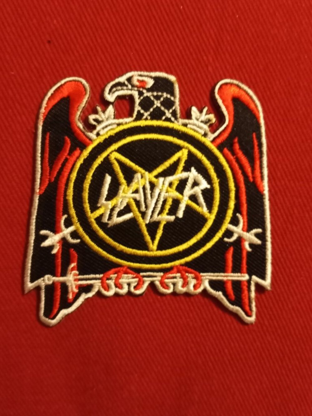 Embroidered SLAYER thrash metal band patch with eagle and pentagram